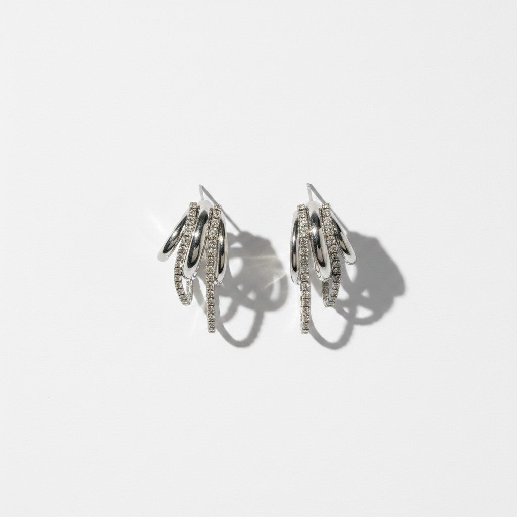 Triple Silver Hoops